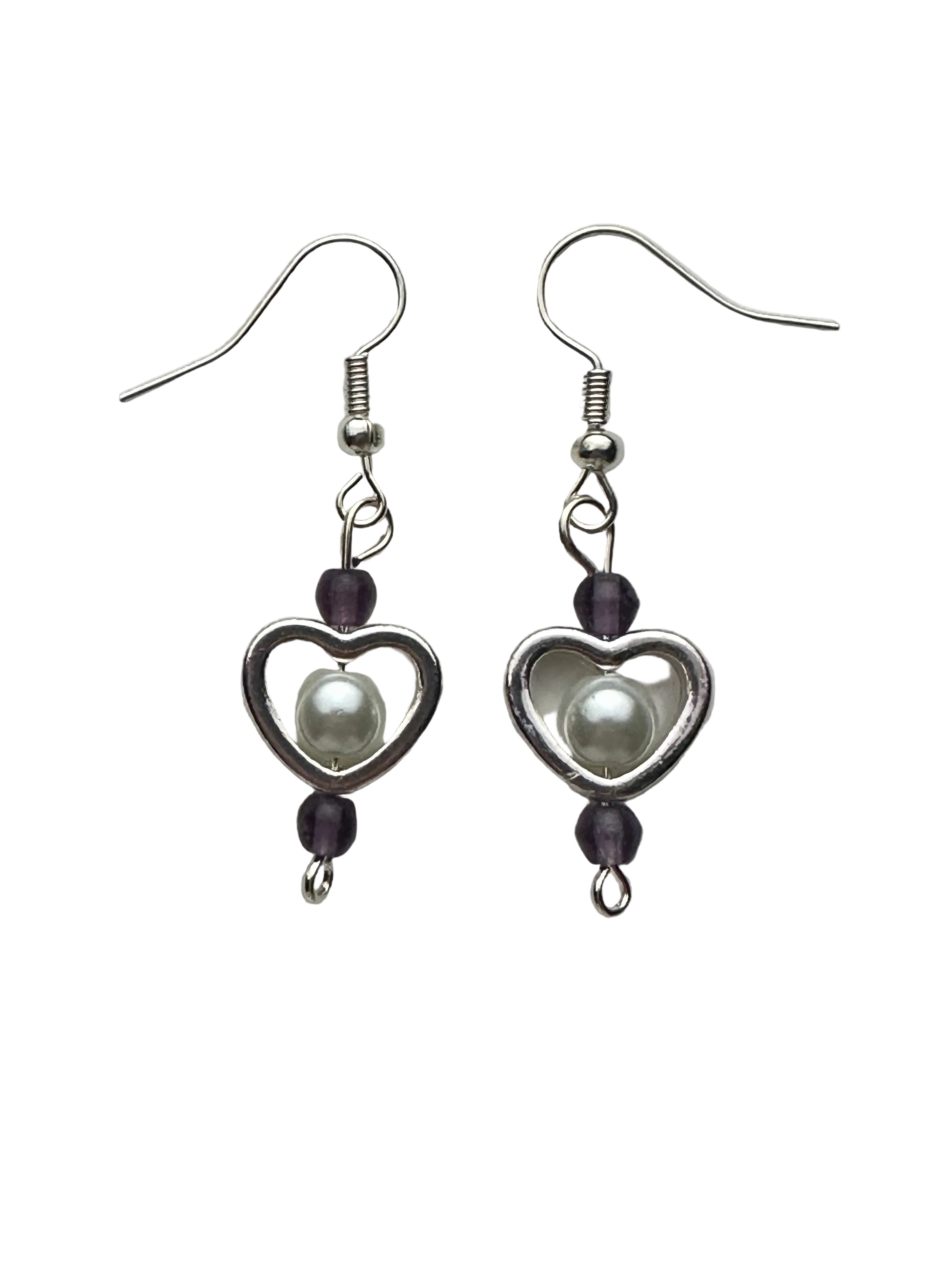 Amethyst Heart Earrings